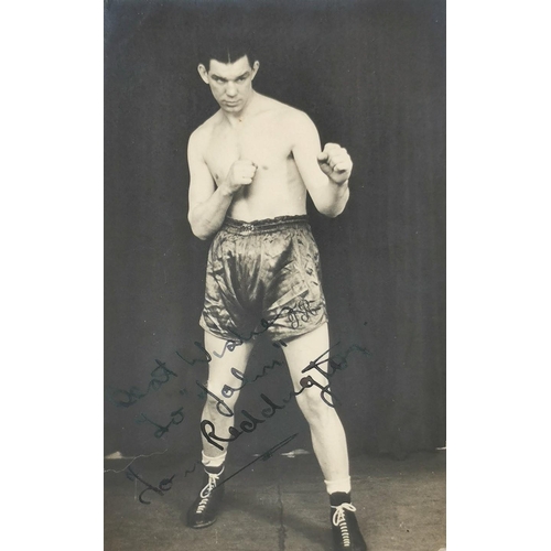 444 - A signed photograph of the boxer, (Sgt) Tom Reddington (British 1918-1993). Tom Reddington was a pro... 