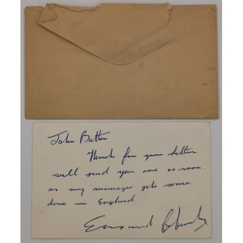 446 - A rare signed & personally dedicated card from Ezzard Charles. The card originates from Toby's Gym C... 