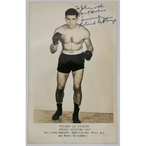 456 - A signed/dedicated photo of the boxer, Roland La Starza (USA 1927-2009). Roland La Starza was a prof... 