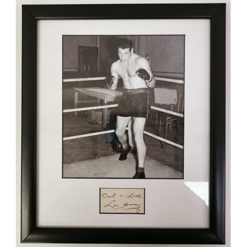 469 - A signed presentation framed photograph of the boxer, Len Harvey (British 1907-1976). Len Harvey was... 