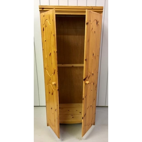 36 - A contemporary, pine double wardrobe, with single hanging rail. Dimensions(cm) H180, W80, D53.