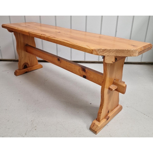 3 - A solid pine kitchen bench. Dimensions(cm) H46, W113, D30.