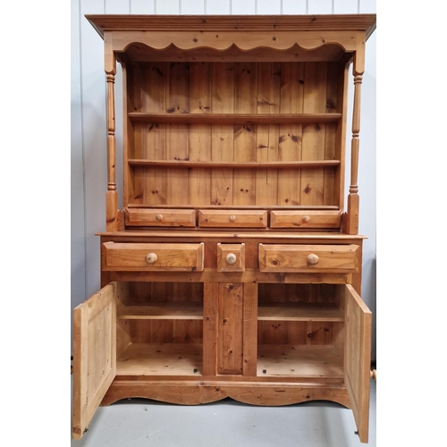 69 - A solid pine Welsh Dresser. Incorporates three shelves, six drawers & a double cupboard. Dimensions(... 