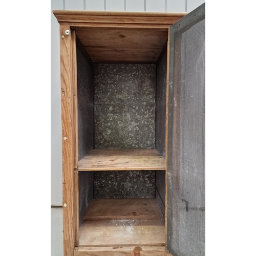 89 - A vintage, pine meat safe. Dimensions(cm) H115, W54, D57.