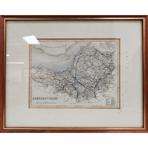 137 - A framed, antique map of Somerset by Archer & Fullerton, c.1840. Framed dimensions (cm) H30, W38.