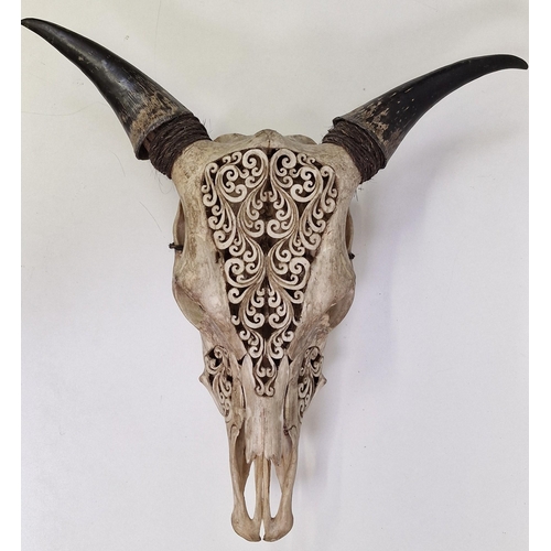 Wall decoration - an intricately carved bull skull. Dimensions (cm) H56 ...