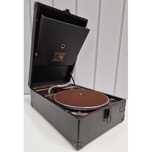 830 - A 1920's/30's HMV portable gramophone, with original hard-shell case. Untested.