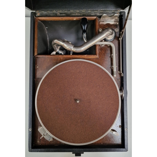 830 - A 1920's/30's HMV portable gramophone, with original hard-shell case. Untested.