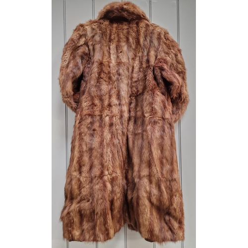 851 - A vintage full length fur coat, with accessorized fur cuffs & neck warmer.