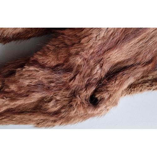 851 - A vintage full length fur coat, with accessorized fur cuffs & neck warmer.