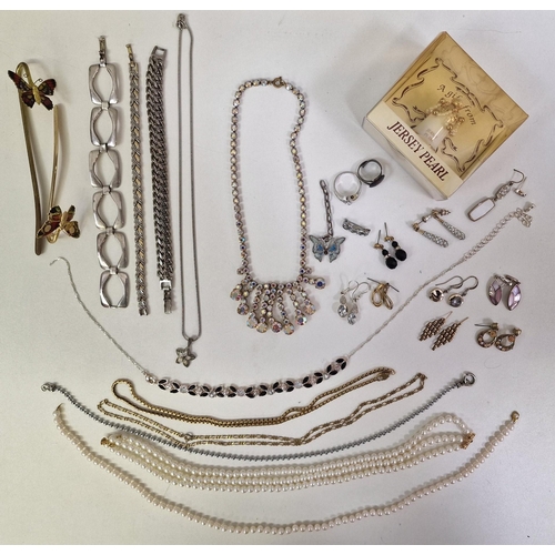 860 - A selection of costume jewellery. To include eight necklaces, eight pairs of earrings (two singles),... 