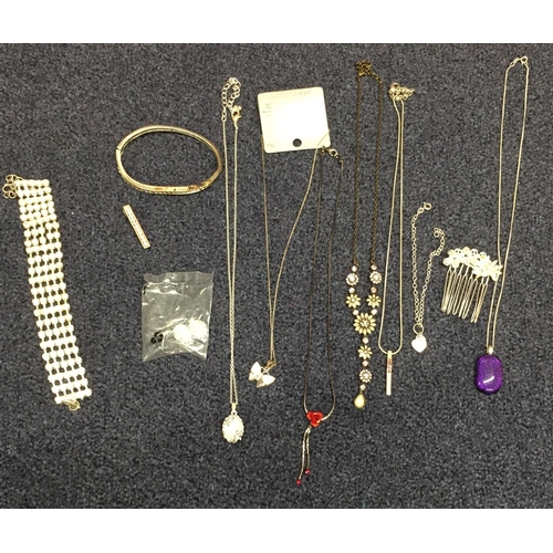 873 - A selection of twelve necklaces & bracelets. Two of each, silver marked.