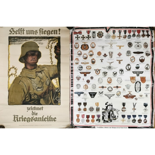 103 - Two unframed German WWI & WWII poster prints. To include a reproduction WWI propaganda poster 'Helst... 