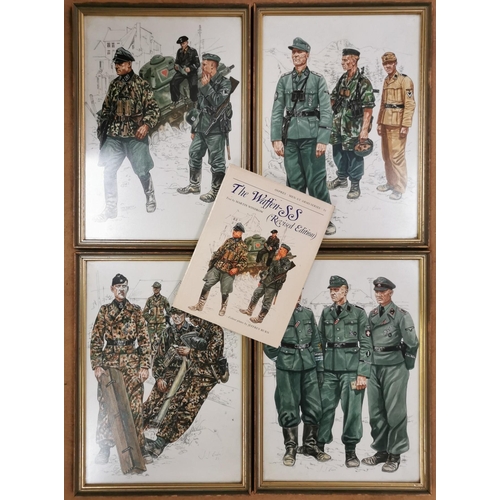 109 - A set of four, framed, original artwork plates for the 'Osprey - Men At Work Series - Waffen SS' ref... 