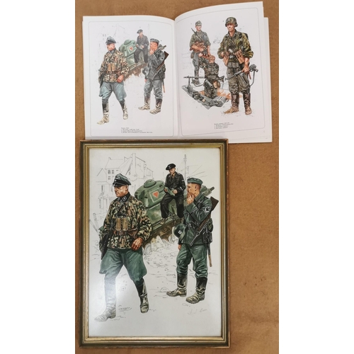 109 - A set of four, framed, original artwork plates for the 'Osprey - Men At Work Series - Waffen SS' ref... 