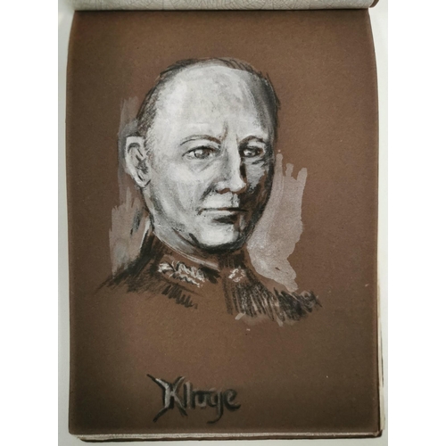 137 - A unique pastel portrait album of German origin. Likely created by a German soldier during WWII, the... 