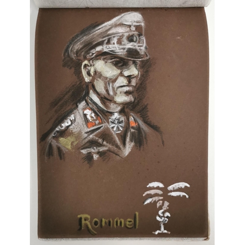 137 - A unique pastel portrait album of German origin. Likely created by a German soldier during WWII, the... 