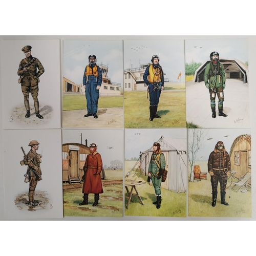 139 - A mixed lot of collector's postcards, depicting military personnel & uniforms. To include RAF set no... 