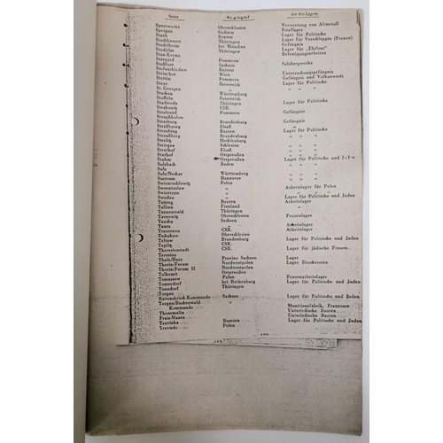 150 - An early photostat of a Nazi document listing all of the WWII concentration camps. Noted as obtained... 