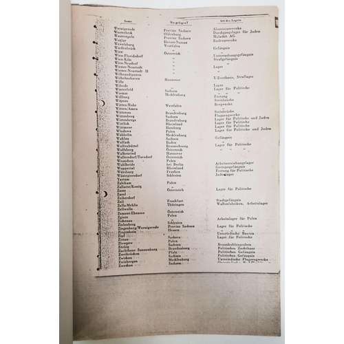 150 - An early photostat of a Nazi document listing all of the WWII concentration camps. Noted as obtained... 