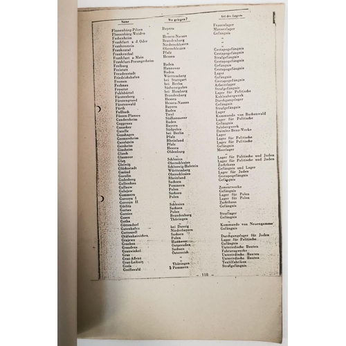 150 - An early photostat of a Nazi document listing all of the WWII concentration camps. Noted as obtained... 