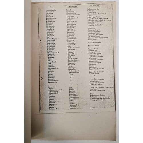 150 - An early photostat of a Nazi document listing all of the WWII concentration camps. Noted as obtained... 