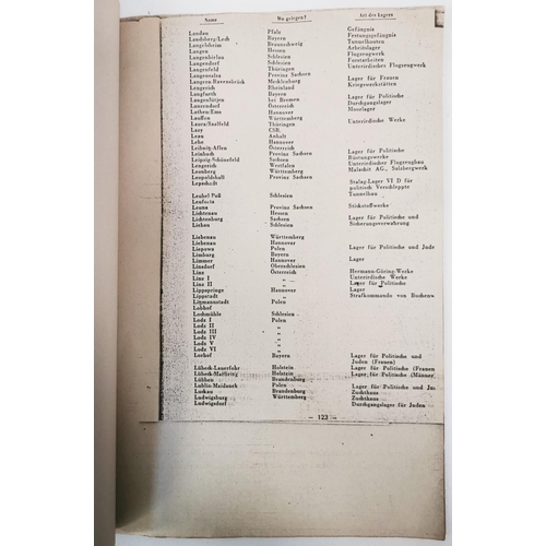 150 - An early photostat of a Nazi document listing all of the WWII concentration camps. Noted as obtained... 