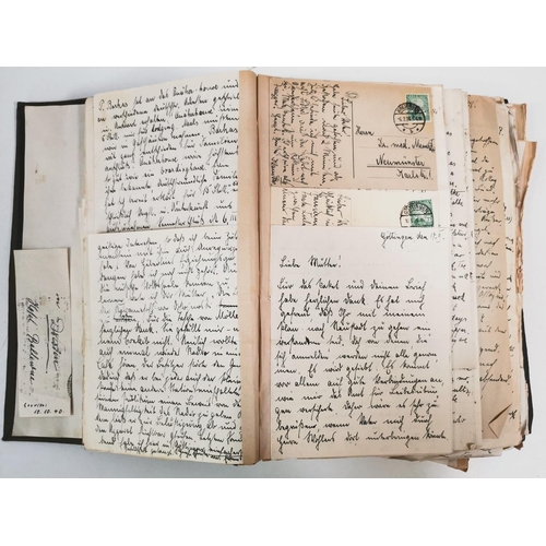 152 - An extensive scrapbook holding many letters, postcards & photo's mostly from a German soldier to his... 