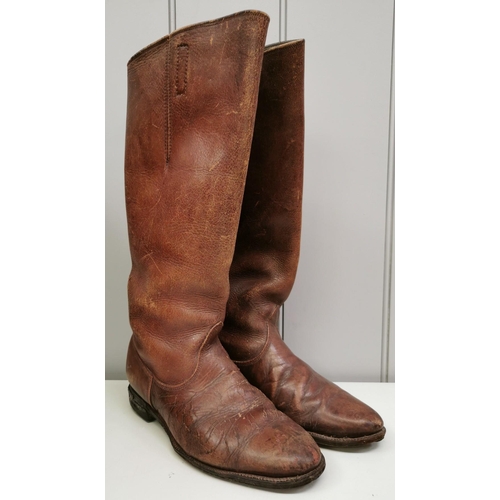 241 - A pair of WWI Officer's leather boots. No visible markings, other than '107' stitched into outside o... 