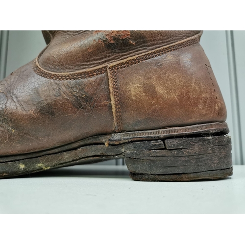 241 - A pair of WWI Officer's leather boots. No visible markings, other than '107' stitched into outside o... 