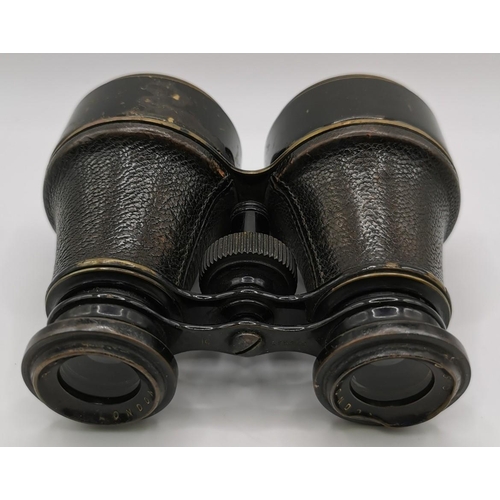 251 - A pair of WWI-era 'Ross of London' military binoculars, with original leather case.