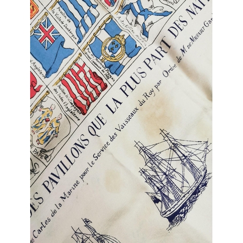 260 - A vintage silk 'Tableau des Pavillons que la plus Pari des Nations Abborent a la mer' (A table of fl... 