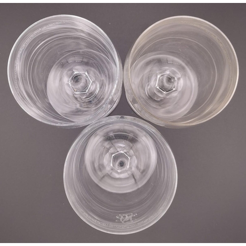 275 - A rare set of three WWII German wine glasses from the Officers' Mess of the SS bodyguard unit of Ado... 