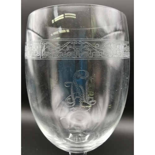 275 - A rare set of three WWII German wine glasses from the Officers' Mess of the SS bodyguard unit of Ado... 