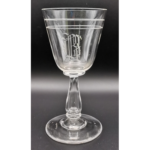 276 - A single WWII German wine goblet from the Officers' Mess of the SS bodyguard unit of Adolf Hitler. M... 