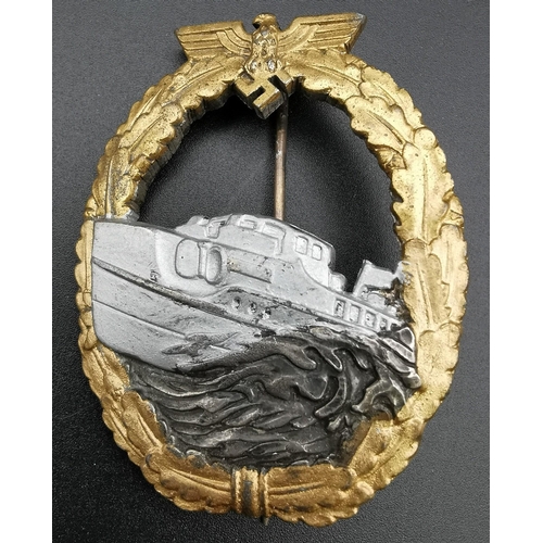 279 - A WWII German Kriegsmarine E-Boat War Badge (1st type). This was awarded from May 1941 for having co... 