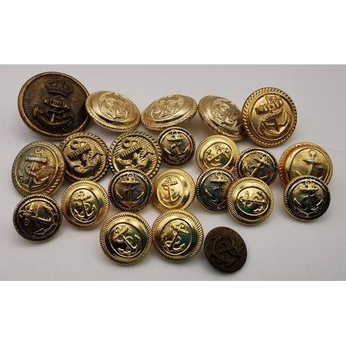 380 - A collection of twenty-two Royal Navy uniform buttons.