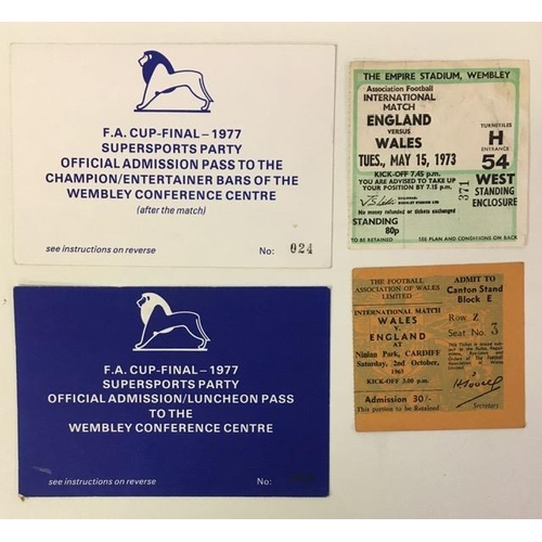 419 - A collection of eight (Cardiff City) football programmes, together with 1973 Wales vs England ticket... 