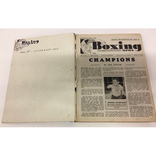 430 - A collection of bound editions of 'Boxing News' magazines, dated between April 1946 & June 1947, tog... 