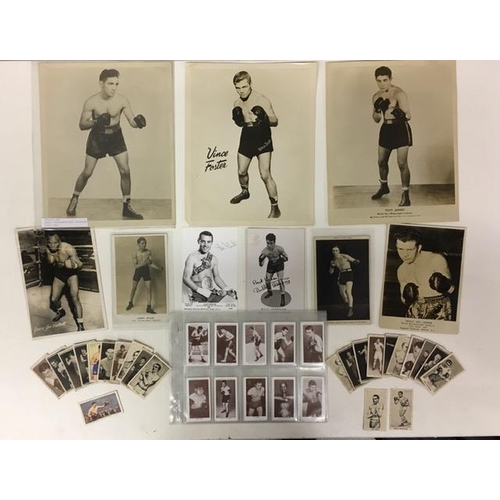 436 - A collection of boxing photographs, with facsimile signatures, together with a set (no's 1-50) of 'B... 