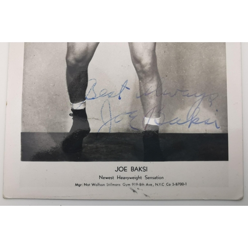 447 - A signed photograph of the boxer, Joe Baksi (USA 1922-1977). Joe Baksi was a professional heavyweigh... 