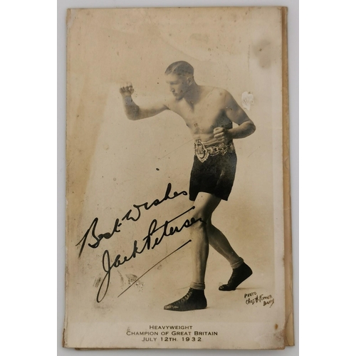 452 - A signed trifold collector's photo & newspaper cutting of the boxer, Jack Petersen (British 1911-199... 