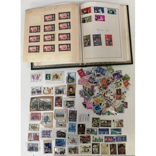 1604 - Two vintage stamp albums. 
Green covered album to include pre-decimalisation worldwide stamps from a... 