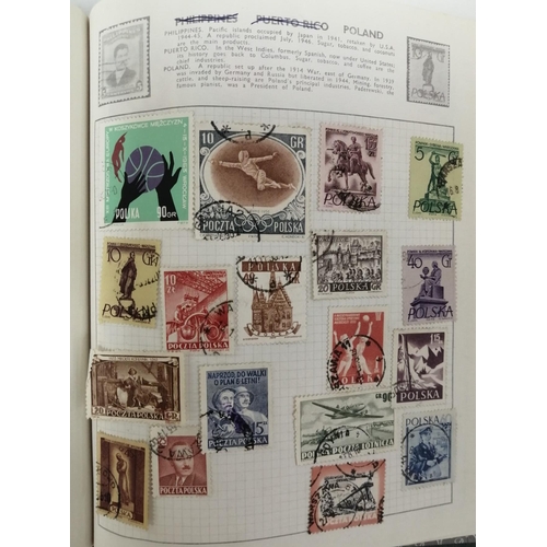 1604 - Two vintage stamp albums. 
Green covered album to include pre-decimalisation worldwide stamps from a... 