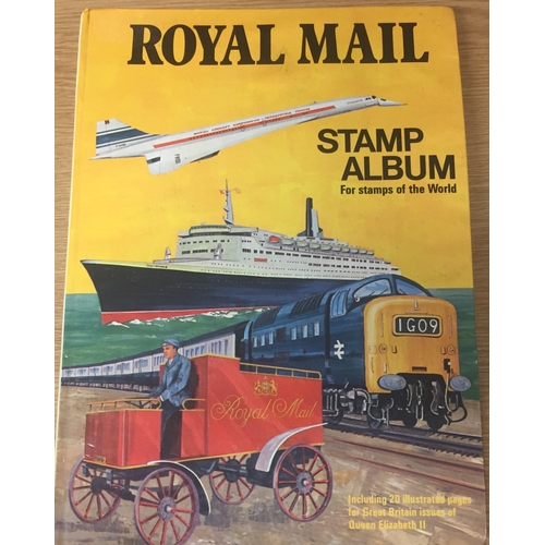 1634 - A vintage, partially-completed, 'Royal Mail' stamp album, with worldwide stamps.