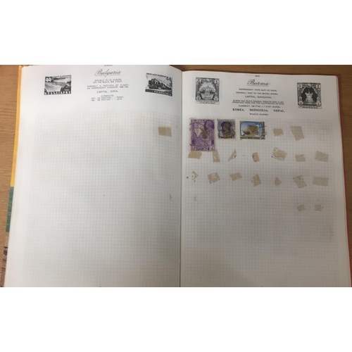 1634 - A vintage, partially-completed, 'Royal Mail' stamp album, with worldwide stamps.