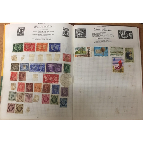 1634 - A vintage, partially-completed, 'Royal Mail' stamp album, with worldwide stamps.