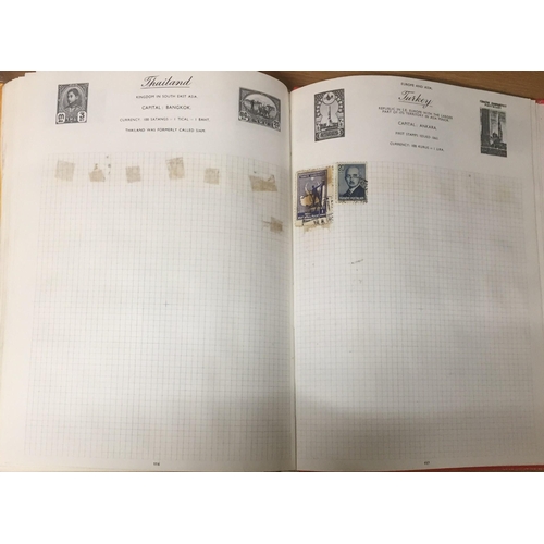 1634 - A vintage, partially-completed, 'Royal Mail' stamp album, with worldwide stamps.