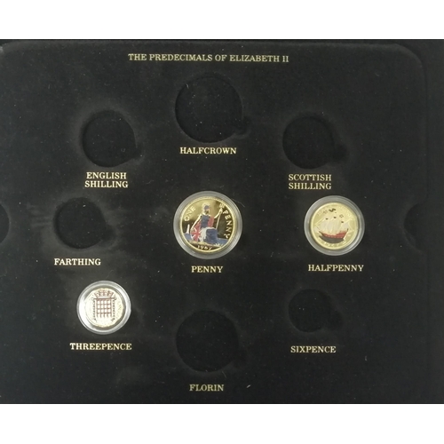 1672 - A part-set of 'The Pre-Decimals of Elizabeth II' in a presentation box, by London Mint. Includes cer... 