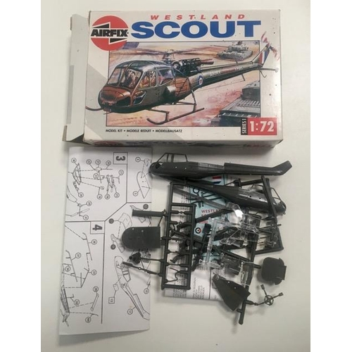 1810 - A collection of three boxed & unbuilt model kits. To include 'Airfix' Westland Scout Helicopter, 'Re... 